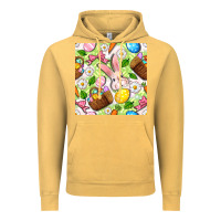 Vintage Mustard Easter Hamper With Bunny Seamless Pattern Vintage Hoodie - BundleAndBundleShop
