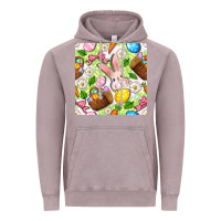 Vintage Zinc Easter Hamper With Bunny Seamless Pattern Vintage Hoodie - BundleAndBundleShop