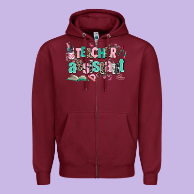 Teacher Assistant Zipper Hoodie Designed By Adodesignshop