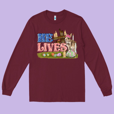 He Lives Easter Long Sleeve Tee Designed By Fadigitalartstudio