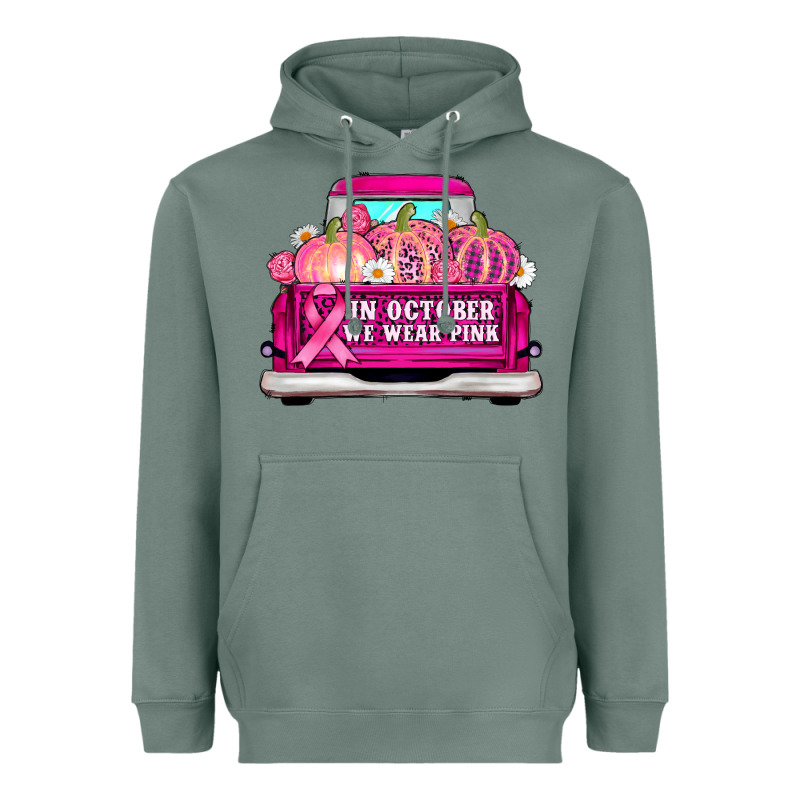 Truck In October We Wear Pink Heavyweight Hoodie by AdoDesignShop | Teevron