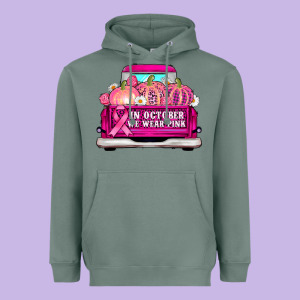 Truck In October We Wear Pink Heavyweight Hoodie Designed By Adodesignshop