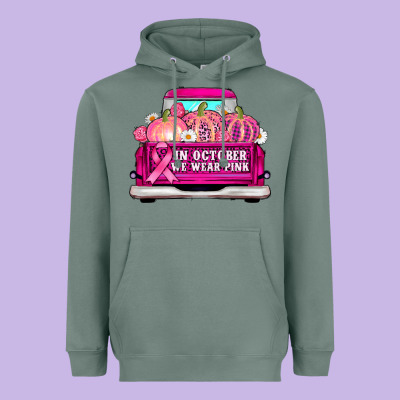 Truck In October We Wear Pink Heavyweight Hoodie Designed By Adodesignshop