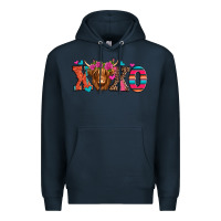 Navy xoxo valentine's day highland cow Premium Hoodie - Jasminsmagicworld