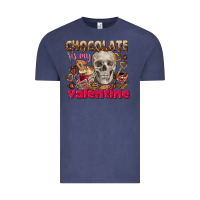 Vintage Denim Skull chocolate is my Valentine Vintage Tee - FaDigitalArtStudio