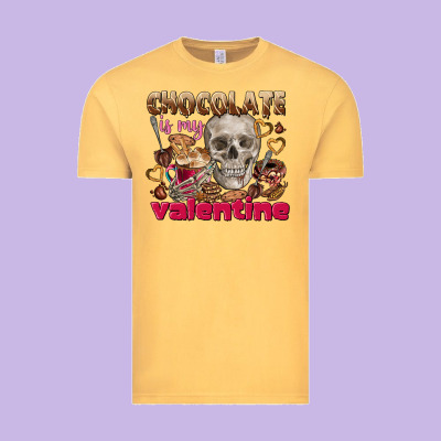 Skull Chocolate Is My Valentine Vintage Tee Designed By Fadigitalartstudio
