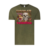 Vintage Olive Skull chocolate is my Valentine Vintage Tee - FaDigitalArtStudio