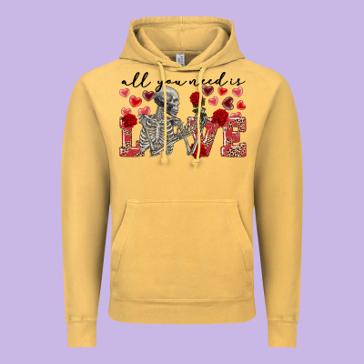 Skeleton All You Need Is Love Vintage Hoodie Designed By Fadigitalartstudio
