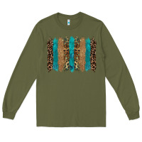 Army Green glitter turqoise leopard tooled leather background Long Sleeve Tee - RanaPortraitStore