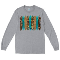 Heather Grey glitter turqoise leopard tooled leather background Long Sleeve Tee - RanaPortraitStore