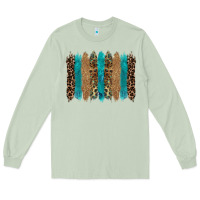 Matcha glitter turqoise leopard tooled leather background Long Sleeve Tee - RanaPortraitStore