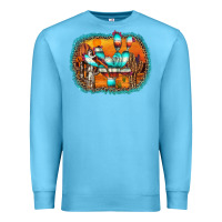 Ocean Blue western cactus Premium Sweatshirt - AdoDesignShop