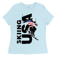 Baby Blue skiing usa support the team Ladies Tee - DesigneFamous
