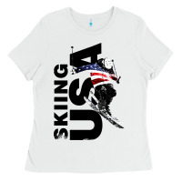 White skiing usa support the team Ladies Tee - DesigneFamous