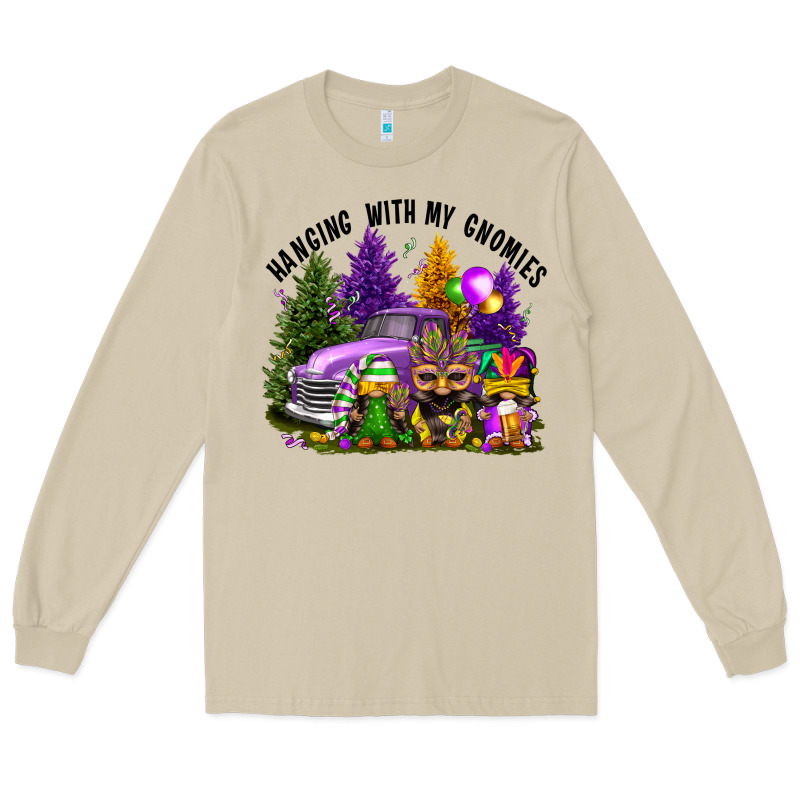 Mardi Gras Hanging With My Gnomies Long Sleeve Tee by FaDigitalArtStudio | Teevron