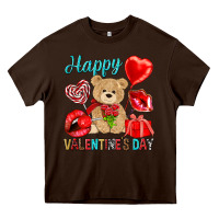 Chocolate Brown happy valentines day Valentine's Day Heavy Core Tee - HowdyJamesFarm