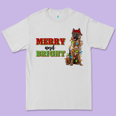 Merry And Bright German Shepherd Premium Tee Designed By Ranaportraitstore