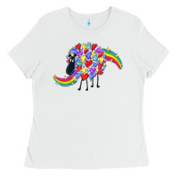 White Rainbow sheep Ladies Tee - CowGirlArtShop