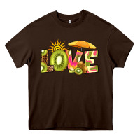 Chocolate Brown love kiwi Heavy Core Tee - RanaPortraitStore