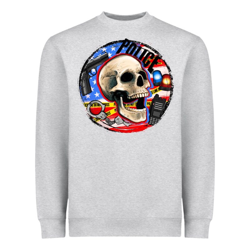 Police Skull And Police Equipment Heavyweight Sweatshirt by AdoDesignShop | Teevron