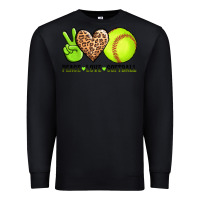 Black peace love softball Premium Sweatshirt - AdoDesignShop