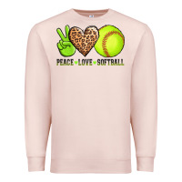 Pale Pink peace love softball Premium Sweatshirt - AdoDesignShop