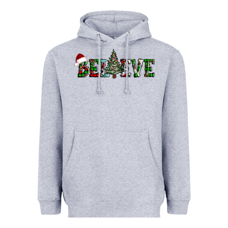 Believe Christmas Tree Heavyweight Hoodie by AdoDesignShop | Teevron