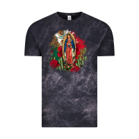 Cloud Black Our Lady Of Guadalupe Mexican Flag Cactus Roses Vintage Tee - FaDigitalArtStudio