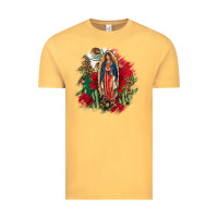 Vintage Mustard Our Lady Of Guadalupe Mexican Flag Cactus Roses Vintage Tee - FaDigitalArtStudio