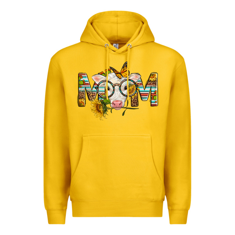 Western Baby Calf Mom With Sunflower Mother's Day Premium Hoodie by LillyAllenDesigns | Teevron