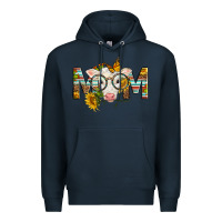 Navy Western Baby Calf Mom With Sunflower Mother's Day Premium Hoodie - LillyAllenDesigns