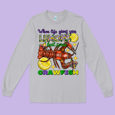 When Life Gives You Lemons Boil Some Crawfish Mardi Gras Long Sleeve Tee Designed By Fadigitalartstudio
