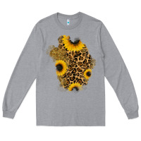 Heather Grey glitter sunflowers leopard patch Long Sleeve Tee - RanaPortraitStore