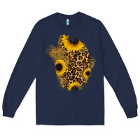 Navy glitter sunflowers leopard patch Long Sleeve Tee - RanaPortraitStore
