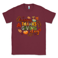 Burgundy happy thanksgiving day Classic Tee - CowGirlArtShop