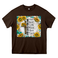 Chocolate Brown god says you are with sunflower Heavy Core Tee - TumblerDesignByShophia