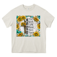 Cream god says you are with sunflower Heavy Core Tee - TumblerDesignByShophia