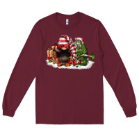 Burgundy christmas gnome and tree Long Sleeve Tee - FaDigitalArtStudio