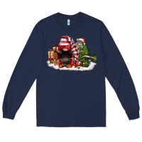 Navy christmas gnome and tree Long Sleeve Tee - FaDigitalArtStudio