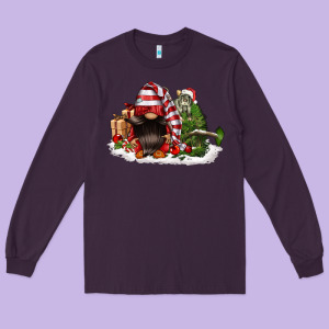 Christmas Gnome And Tree Long Sleeve Tee Designed By Fadigitalartstudio