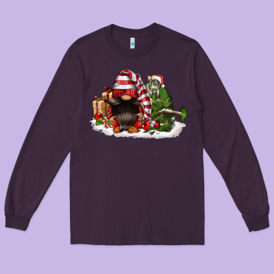 Christmas Gnome And Tree Long Sleeve Tee Designed By Fadigitalartstudio