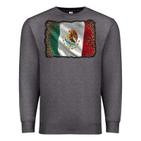 Charcoal Heather mexico flag black glitter leopard Premium Sweatshirt - AdoDesignShop