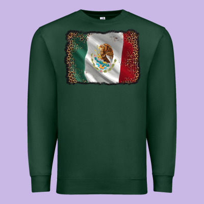 Mexico Flag Black Glitter Leopard Premium Sweatshirt Designed By Adodesignshop