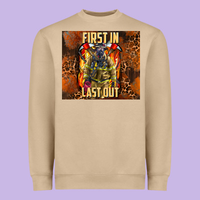 First In Last Out Firefighter Heavyweight Sweatshirt Designed By Adodesignshop