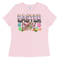 Bubblegum Pink Easter Day with rabbit Ladies Tee - HowdyJamesFarm