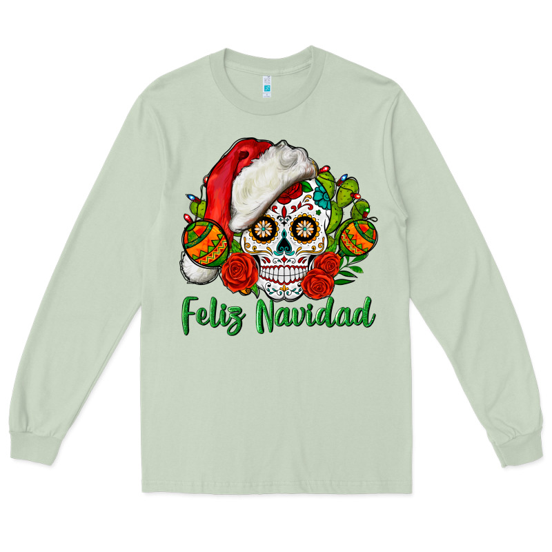 Feliz Navidad Skull Long Sleeve Tee by BundleAndBundleShop | Teevron