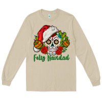 Mushroom Feliz Navidad Skull Long Sleeve Tee - BundleAndBundleShop