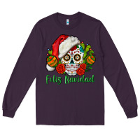 Plum Feliz Navidad Skull Long Sleeve Tee - BundleAndBundleShop