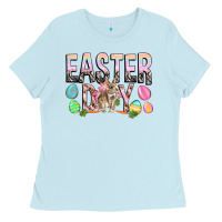 Baby Blue Easter Day with rabbit Ladies Tee - HowdyJamesFarm