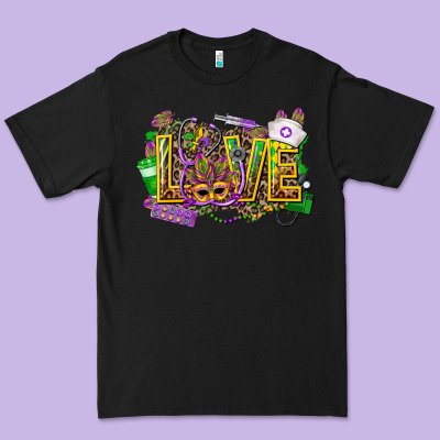 Mardi Gras Love Nurse Premium Tee Designed By Cowgirlartshop